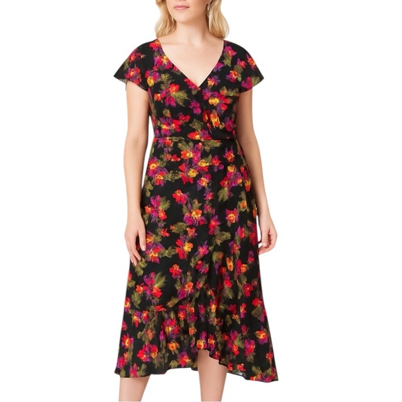 Michel Studio Dress US 12 Floral Party Dress Multi Black Pink Yellow Gre… - Picture 1 of 16